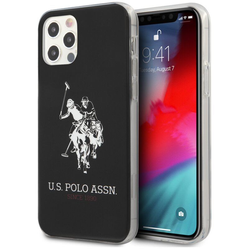 Etui US POLO ASSN Shiny Big Logo do Apple iPhone 12 Pro Max Czarny