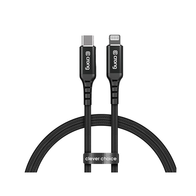 Kabel USB-C - Lightning CRONG Armor Link 1,5 m Czarny