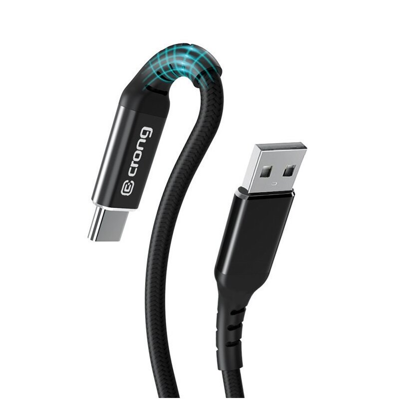 Kabel USB-C - USB-A CRONG Armor Link 1,5 m Czarny