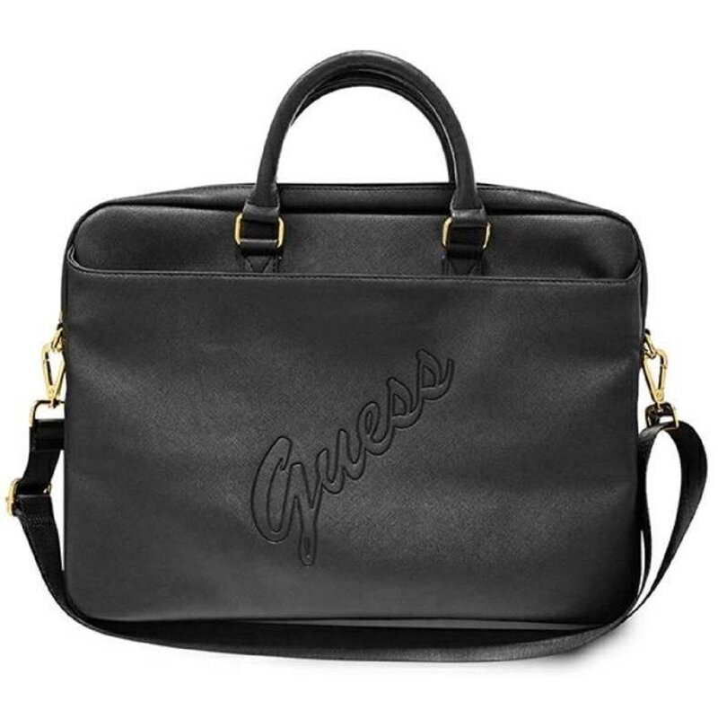 Torba na laptopa GUESS Saffiano Script 16 cali Czarny