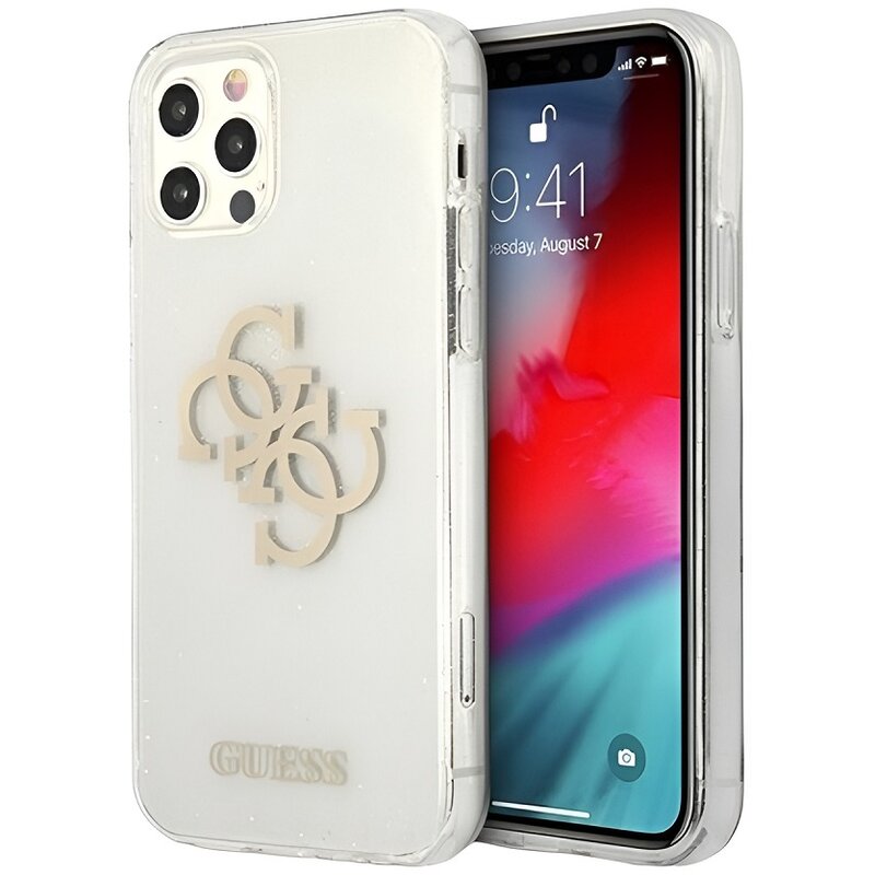 Etui GUESS Glitter 4G Big Logo do Apple iPhone 12 Pro Max Przezroczysty