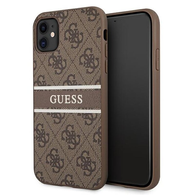 Etui GUESS 4G Stripe Collection do Apple iPhone 11 Brązowy