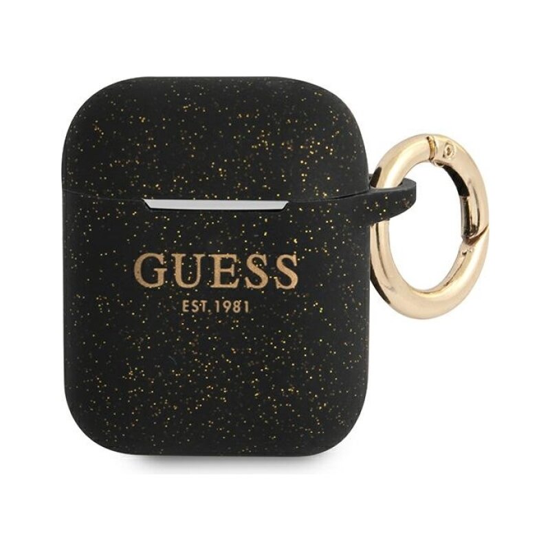 Guess Silicone Glitter do AirPods Czarny