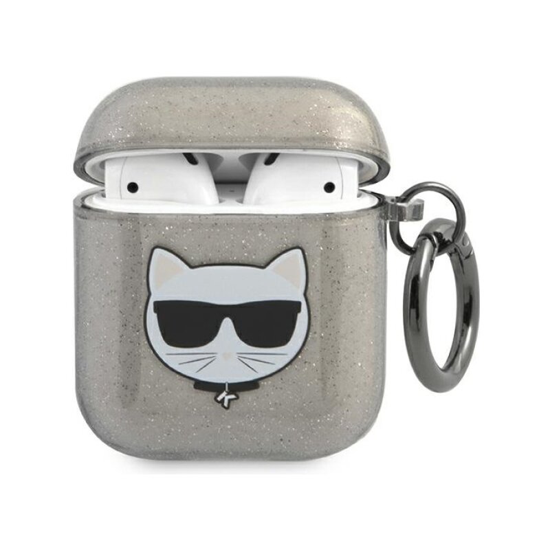 Etui na słuchawki KARL LAGERFELD Choupette Head Glitter do Apple AirPods 1/2 gen Złoty