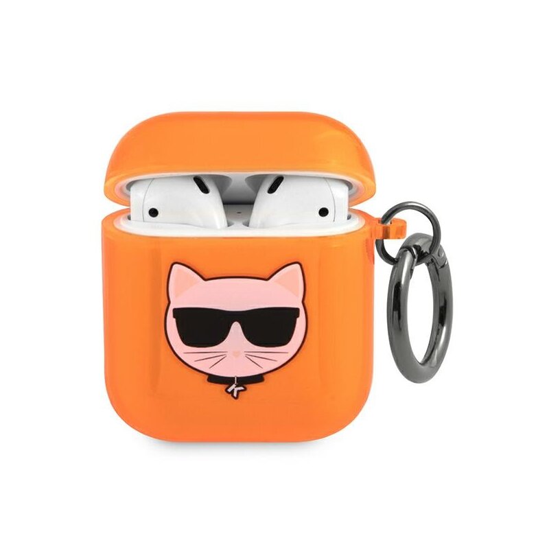 Karl Lagerfeld KLA2UCHFO Choupette Head AirPods Cover Pomarańczowy