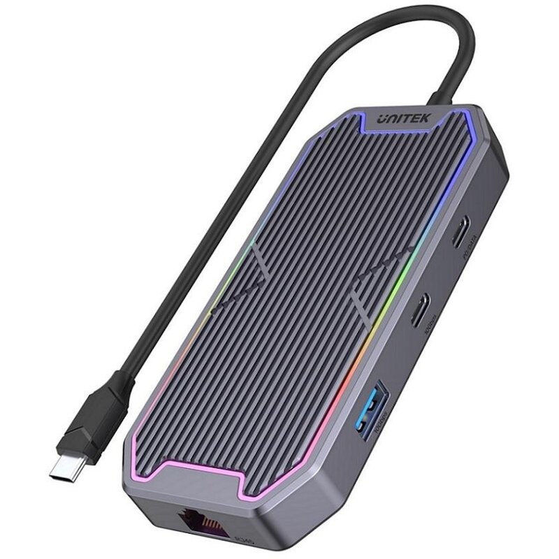 Unitek D1029A, USB-C, HDMI, RJ45, 3,5mm, PD 100W