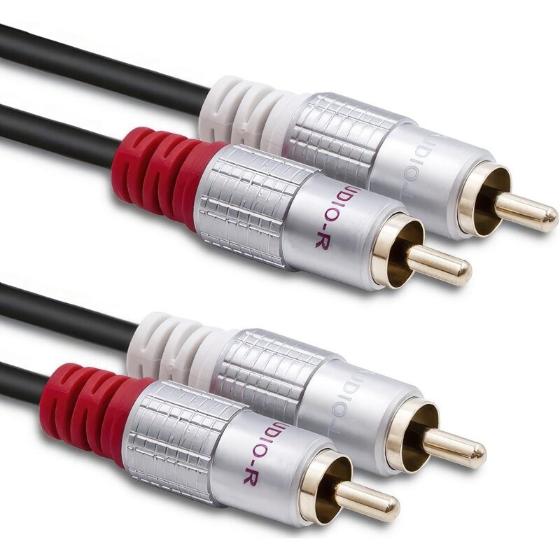Qoltec Kabel 2x RCA męski / 2x RCA męski | 0.5m | Czarny