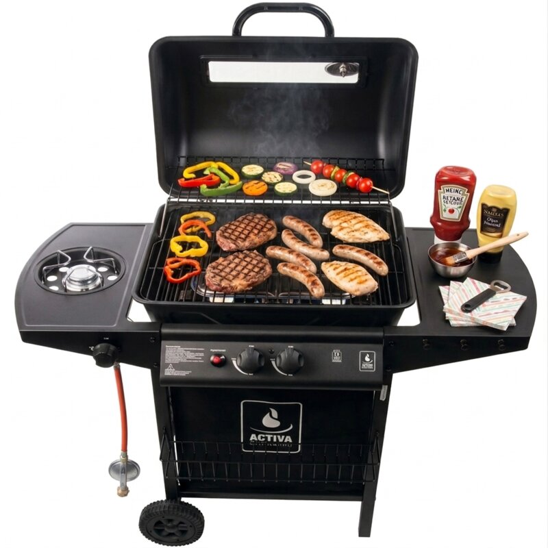 Grill ogrodowy gazowy ACTIVA Halifax 11993 5.5 kW + 2.5 kW 48 x 37 cm