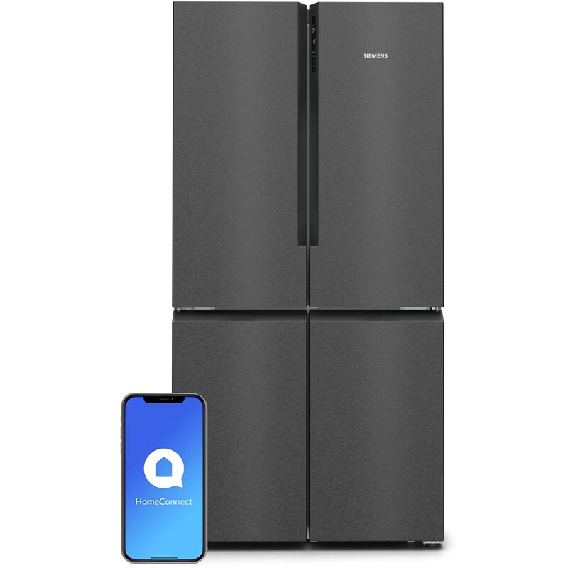 Siemens iQ300 KF96NAXEA Pełny No Frost 183cm Szuflada z kontrolą wilgotności Zdalne sterowanie Ciemna Stal Nierdzewna