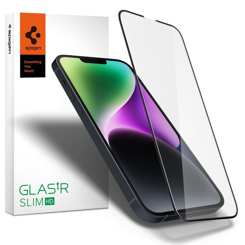 Szkło hartowane SPIGEN Glas.TR Slim FC do Apple iPhone 13/13 Pro/14/16e/17e Czarny