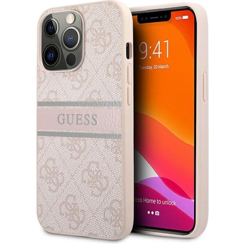 Etui GUESS 4G Printed Stripe do Apple iPhone 13 Pro Różowy