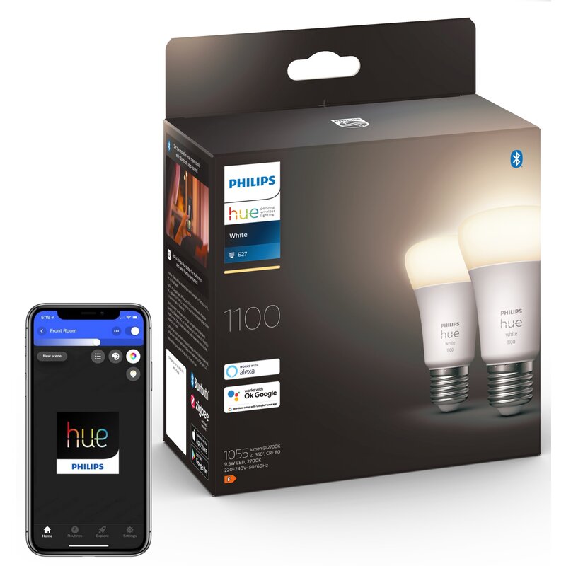 Inteligentna żarówka LED PHILIPS HUE 212728 9.5W E27 Bluetooth (2 szt.)