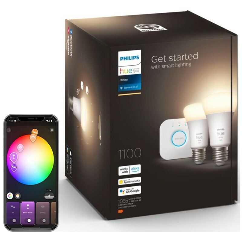 Zestaw startowy PHILIPS HUE White A60 E27 9W Bluetooth Zigbee + mostek Hue