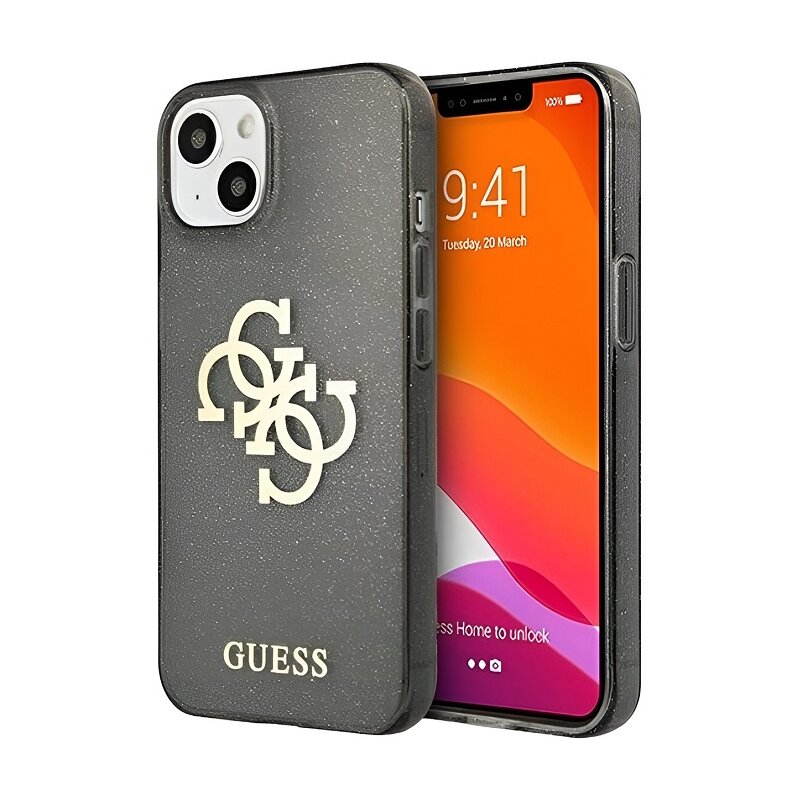 Etui GUESS Glitter 4G Big Logo do Apple iPhone 13 Mini Czarny
