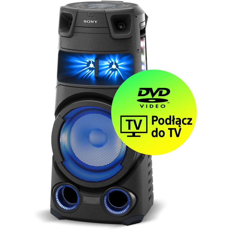 Power Audio SONY MHC-V73D Bluetooth, Odtwarzacz CD/DVD, Wejście mikrofonowe i gitarowe, Funkcja Jet Bass Booster