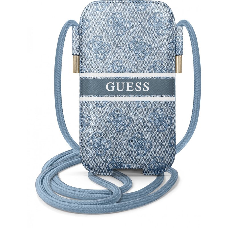 Etui GUESS 4G Printed Stripe Pouch 6.7" Niebieski