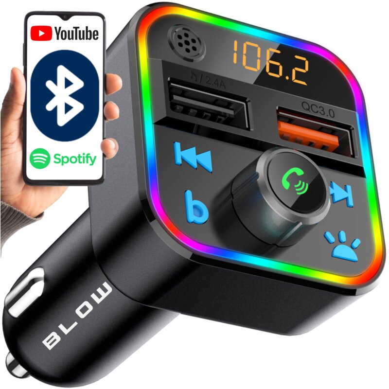 BLOW Transmiter FM Bluetooth 5.1+Qc3.0 RBG