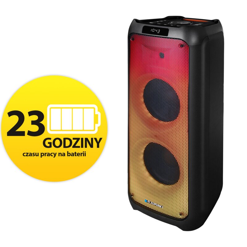 Power Audio BLAUPUNKT PB10DB, 80W, Bluetooth, Bateria 23 godziny, Dwa mikrofony w zestawie, Wejście USB, Tuner FM
