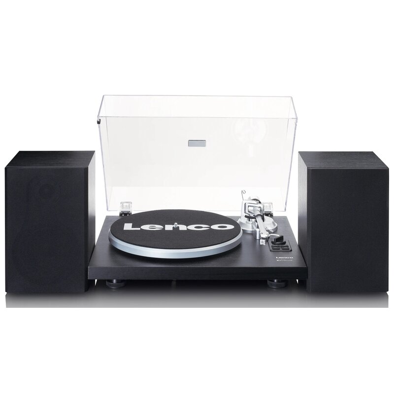 Gramofon LENCO LS-500BK Czarny, Manualny, Napęd paskowy, BT, Kolumny głośnikowe w zestawie, Prędkość odtw. 33 1/3, 45 obr./min