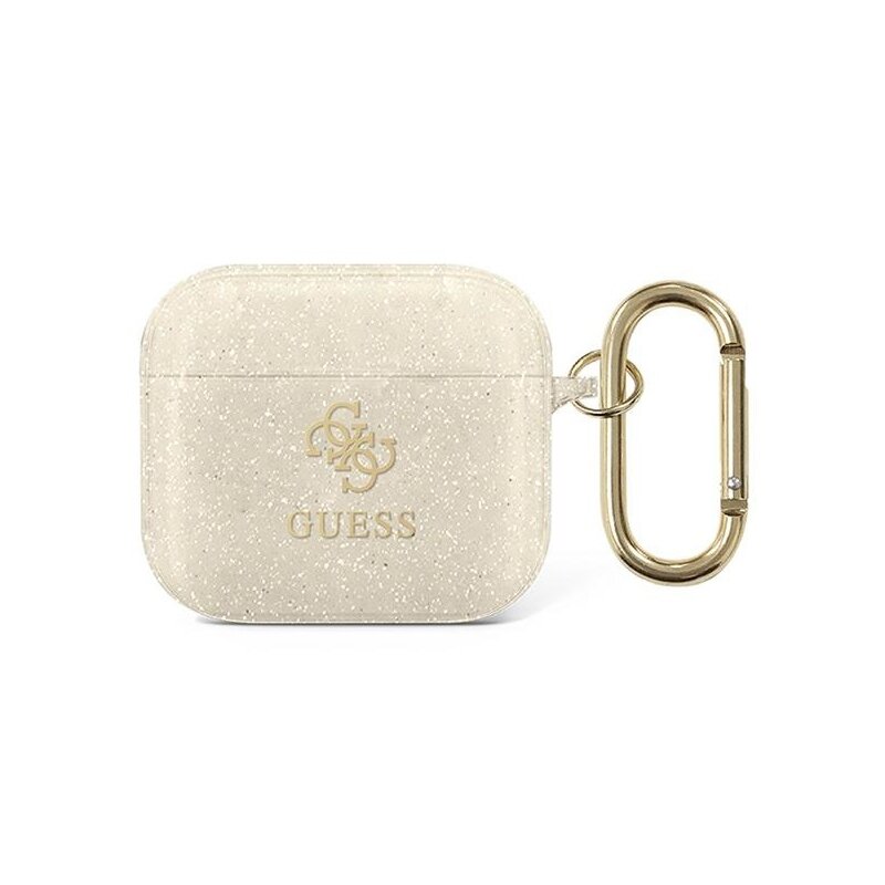 Etui na słuchawki GUESS 4G Glitter do Apple AirPods 3 Złoty