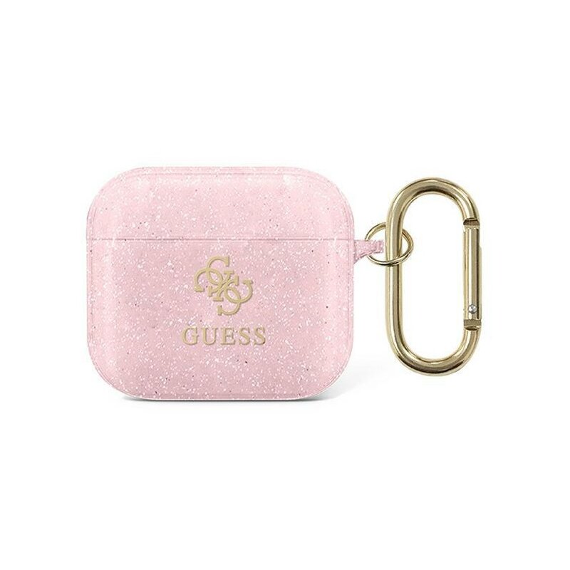 Etui na słuchawki GUESS 4G Glitter do Apple AirPods 3 Różowy