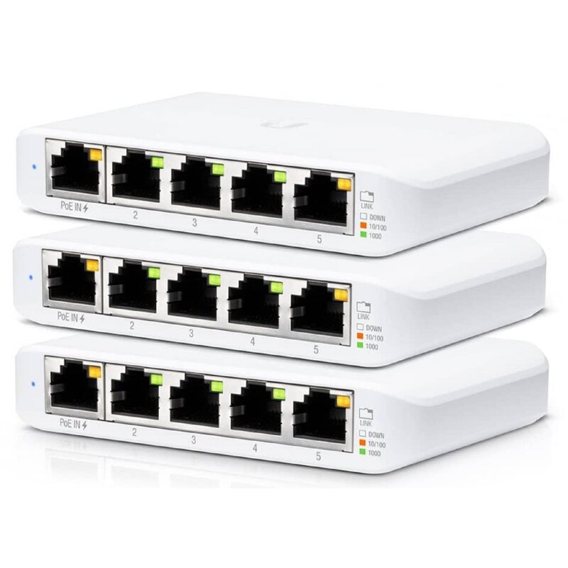 Switch UBIQUITI USW-Flex-Mini Gigabit Ethernet, 5 portów, Funkcja PoE, Zarządzalny 3 sztuki