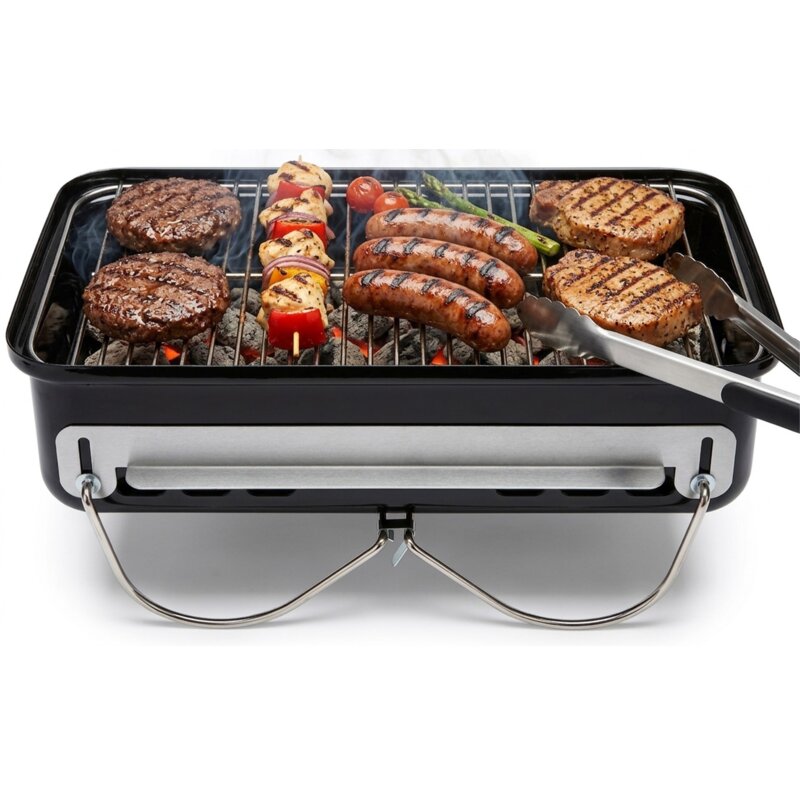 Grill węglowy WEBER Go-Anywhere 1131004 Zamykany, prostokątny, składane nóżki, termoizolacyjny uchwyt, przenośny