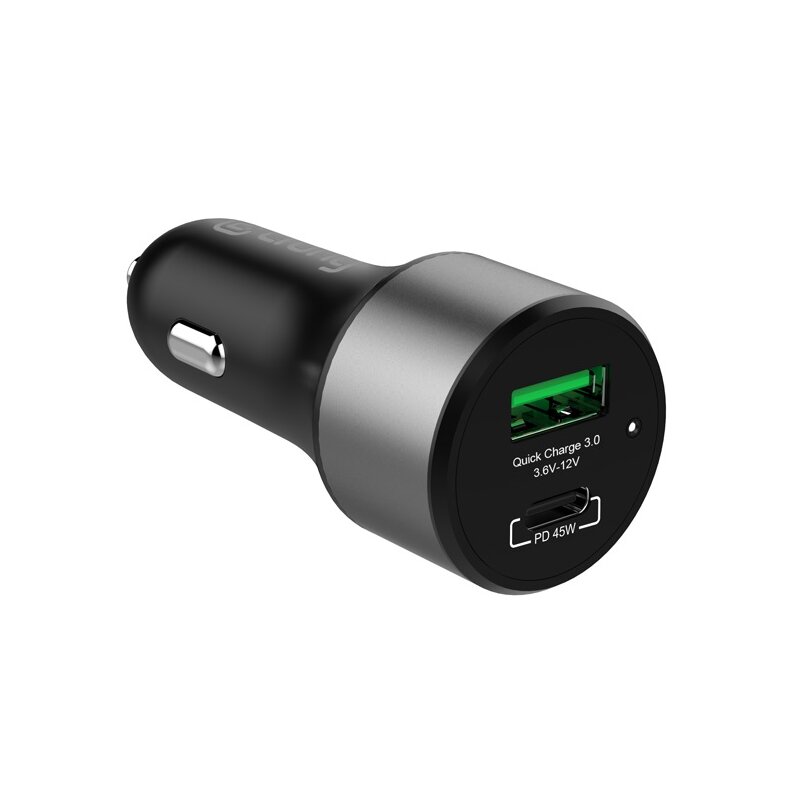 Ładowarka samochodowa CRONG Power Car Charger USB-C PD 45W/USB QC 3.0 18W Czarny