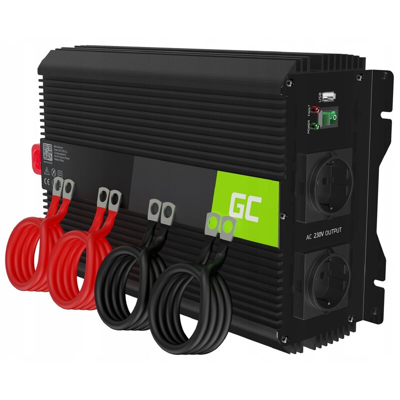 Przetwornica GREENCELL Pro 12V na 230V 3000W/6000W Modyfikowana sinusoida