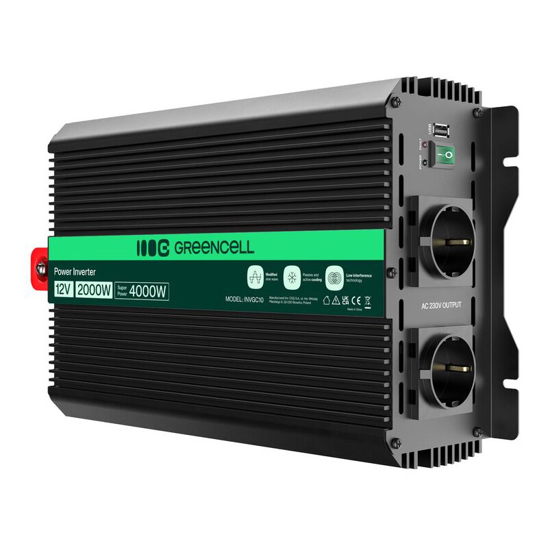 Green Cell PRO INVGC10 12V na 230V 2000W/4000W Modyfikowana sinusoida