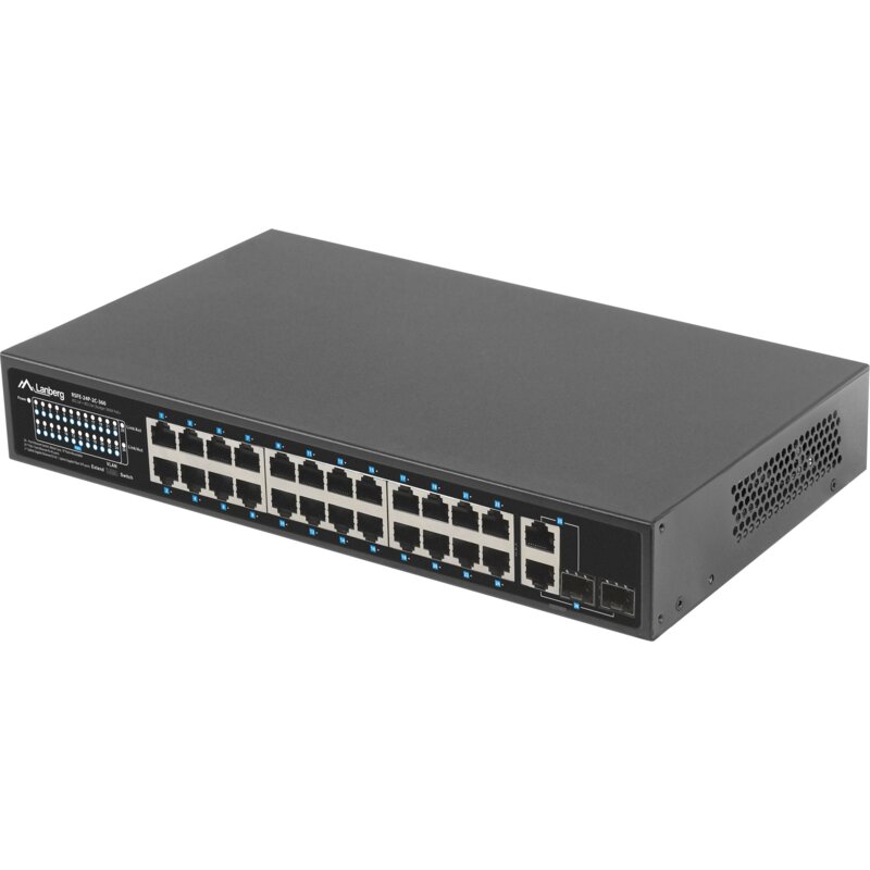 Switch LANBERG RSFE-24P-2C-360 Fast Ethernet, 28 portów, Funkcja PoE