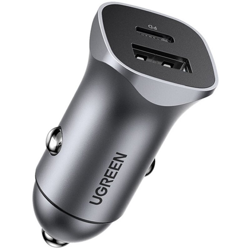 Ugreen ładowarka samochodowa USB Typ C / USB 24W Power Delivery Quick Charge szary (30780)