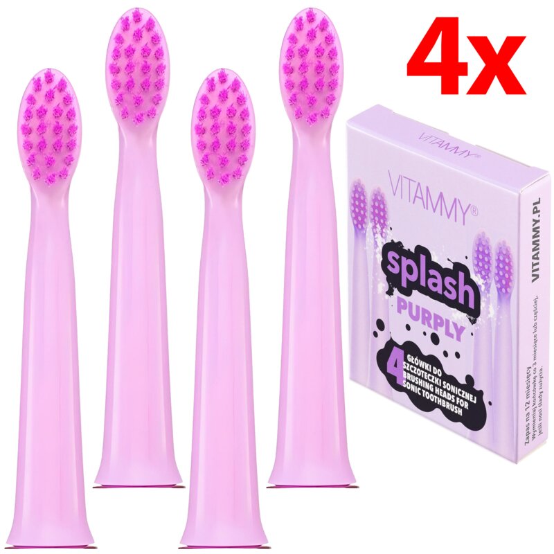 Oryginalna końcówka do szczoteczki VITAMMY Splash Fioletowy (4 szt.) (Zapewnia świeżość jamy ustnej)