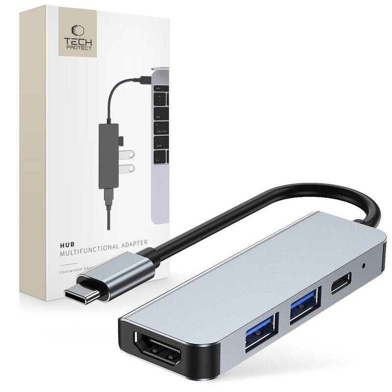Tech-Protect V2 4w1 USB-C USB-A HDMI Szary