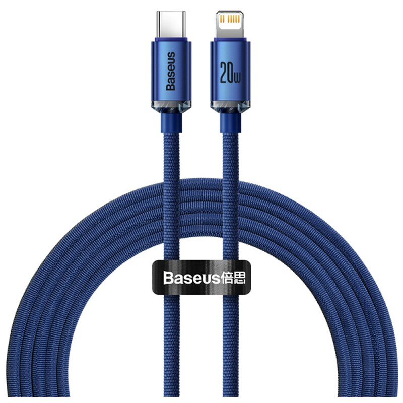 Kabel USB-C - Lightning BASEUS Crystal 2 m Niebieski