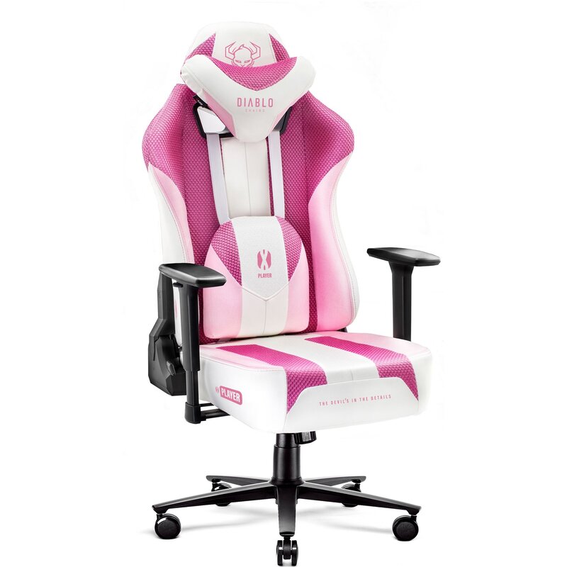 Fotel gamingowy DIABLO CHAIRS X-Player Normal Size Różowo-biały