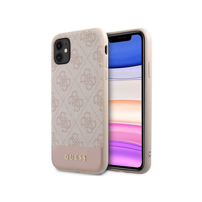Etui GUESS 4G Bottom Stripe do Apple iPhone 11 Różowy