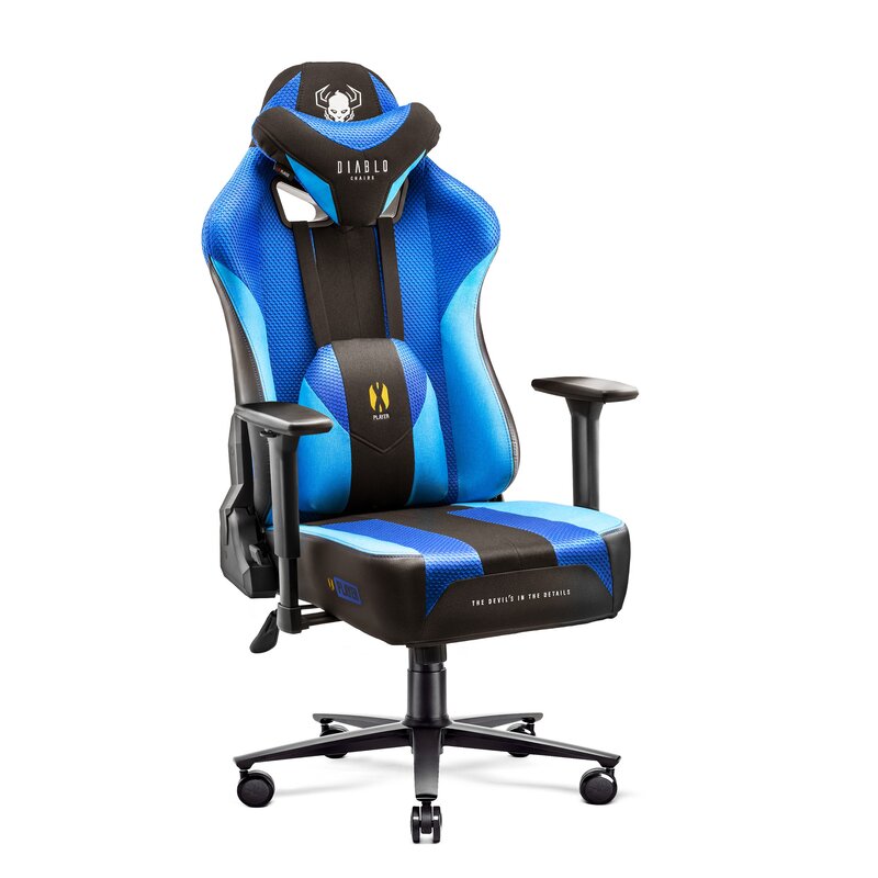Diablo Chairs X-Player 2.0 Normal Size Gamingowy do 150kg Skóra ECO Tkanina Czarno-niebieski