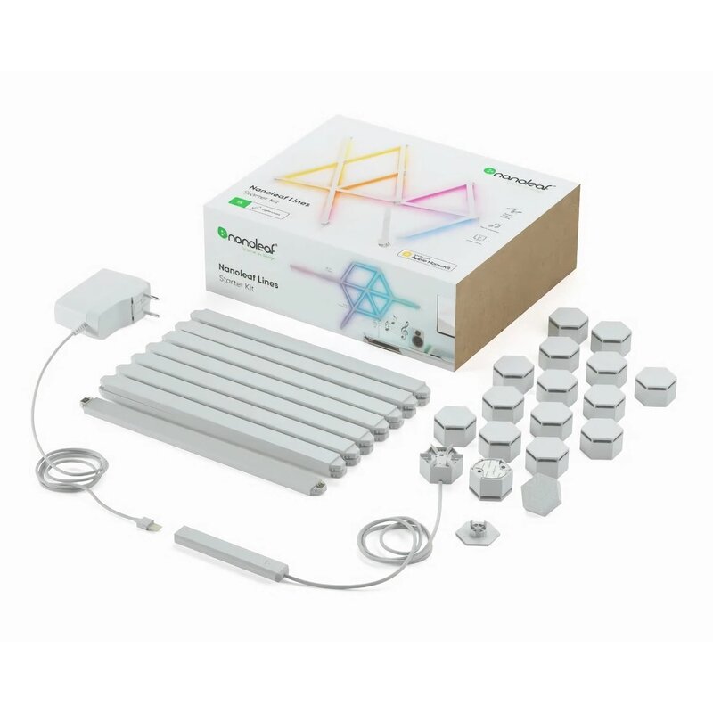 Listwy świetlne NANOLEAF Lines 60 Degrees Starter Kit NL59-K-0002LW-9PK-EU Regulacja jasności, Wi-Fi (15 szt.)