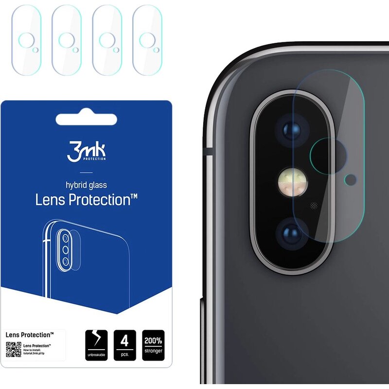 Szkło hybrydowe na obiektyw 3MK Lens Protection do Apple iPhone X