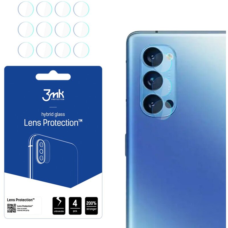 Szkło hybrydowe na obiektyw 3MK Lens Protection do Oppo Reno 4 Pro 5G