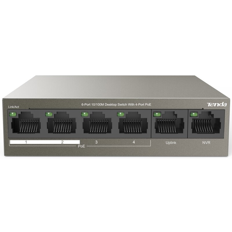 Switch TENDA TEF1106P-4-63W Fast Ethernet, 6 portów, Funkcja PoE