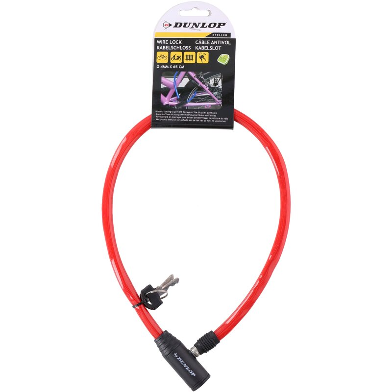 Zapięcie rowerowe DUNLOP E-02925 Linka Czerwony