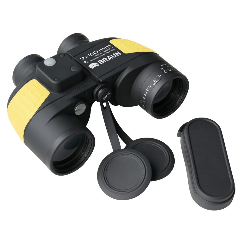 Lornetka BRAUN Marine 7x50, wodoszczelna, 8-krotne zbliżenie, wbudowany kompas, pływający pasek w komplecie