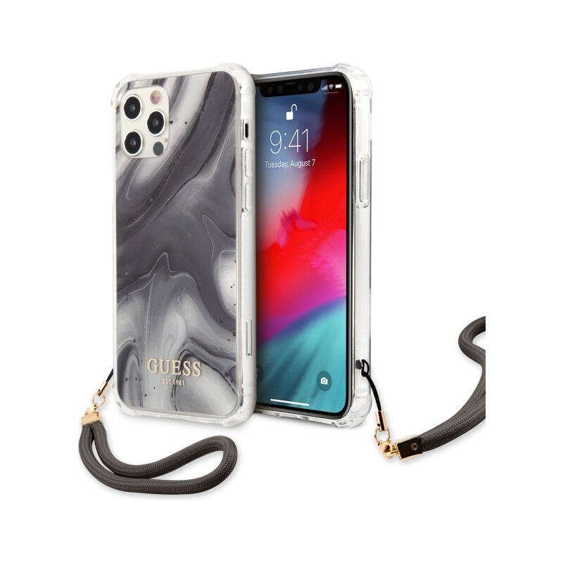 Etui GUESS Marble Collection do Apple iPhone 12 Pro Szary