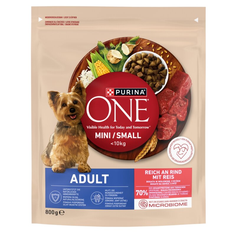 Karma dla psa PURINA ONE Adult Mini Wołowina i ryżem 800 g