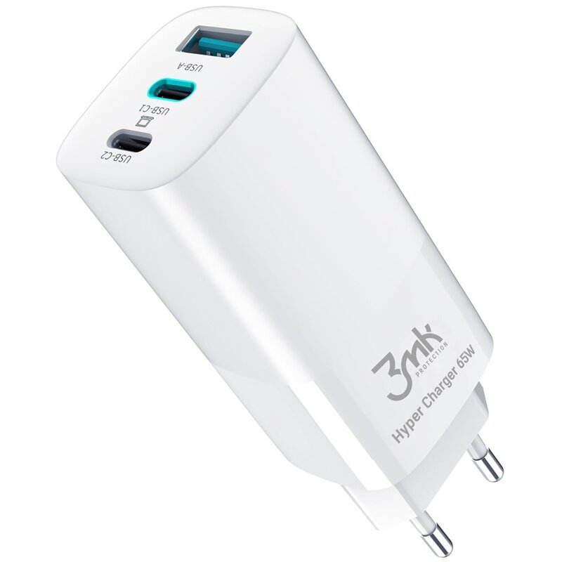 Ładowarka sieciowa 3MK Hyper Charger 65W Biały ładowarka do telefonu USB, USB-C