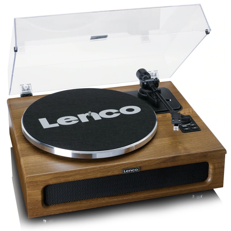 Gramofon LENCO LS-410WA Orzech, Manualny, Napęd paskowy, Bluetooth, Wbudowane głośniki, Prędkość odtw. 33 1/3, 45 obr./min
