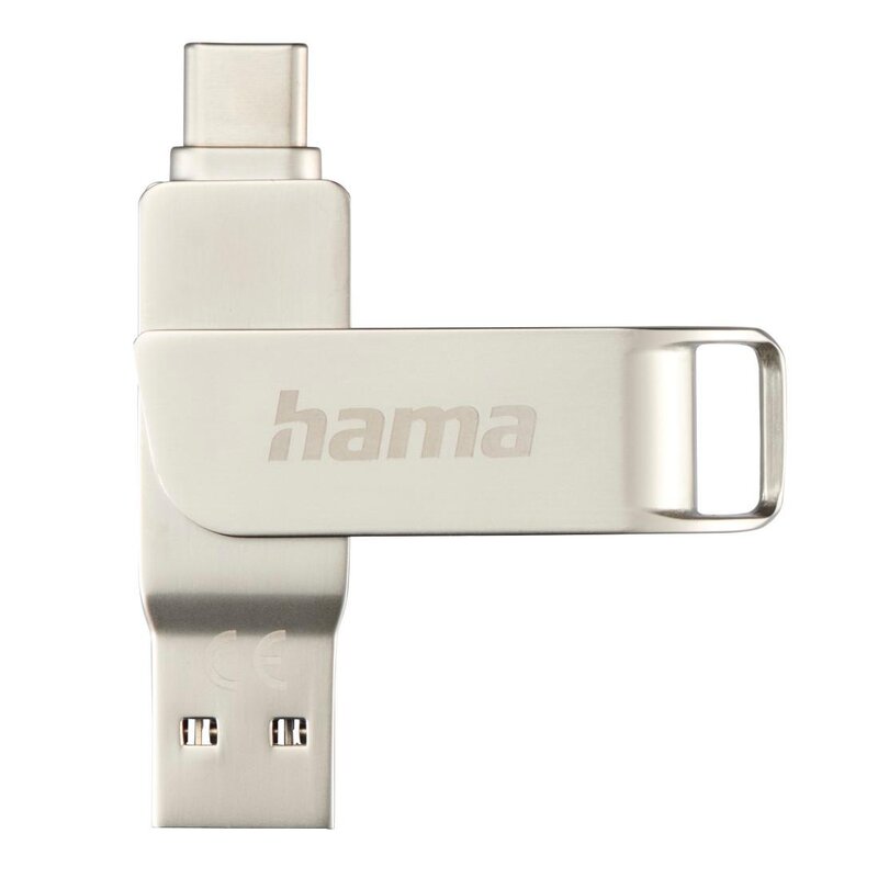 Pendrive HAMA C-Rotate Pro 128GB, USB-C / USB 3.2 Gen. 1 (USB 3.0), Odczyt 90 Mb/s Srebrny