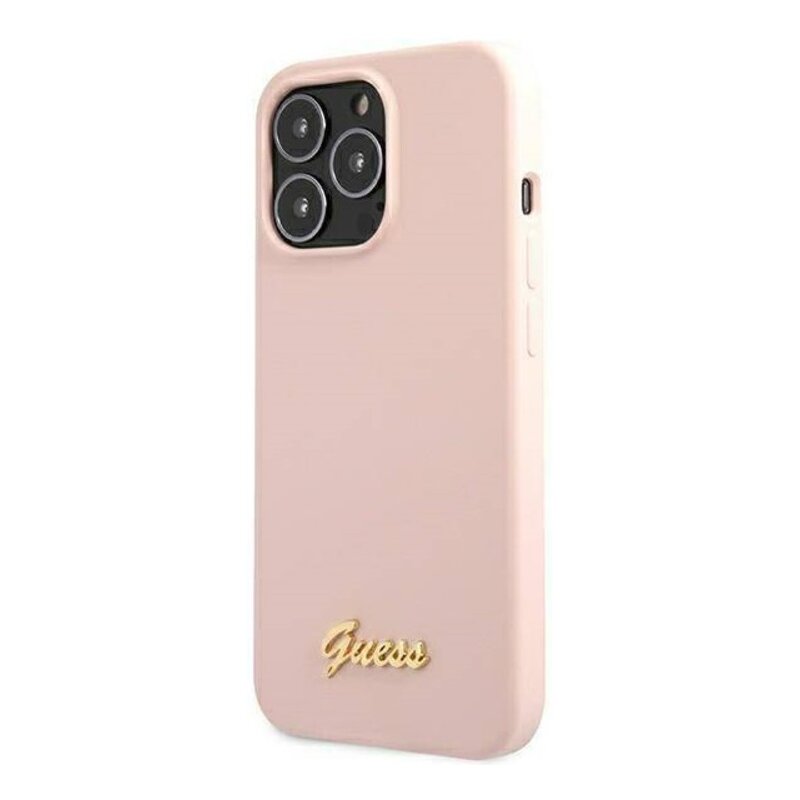 Etui GUESS Silicone Script z MagSafe do Apple iPhone 13 Pro Max Różowy